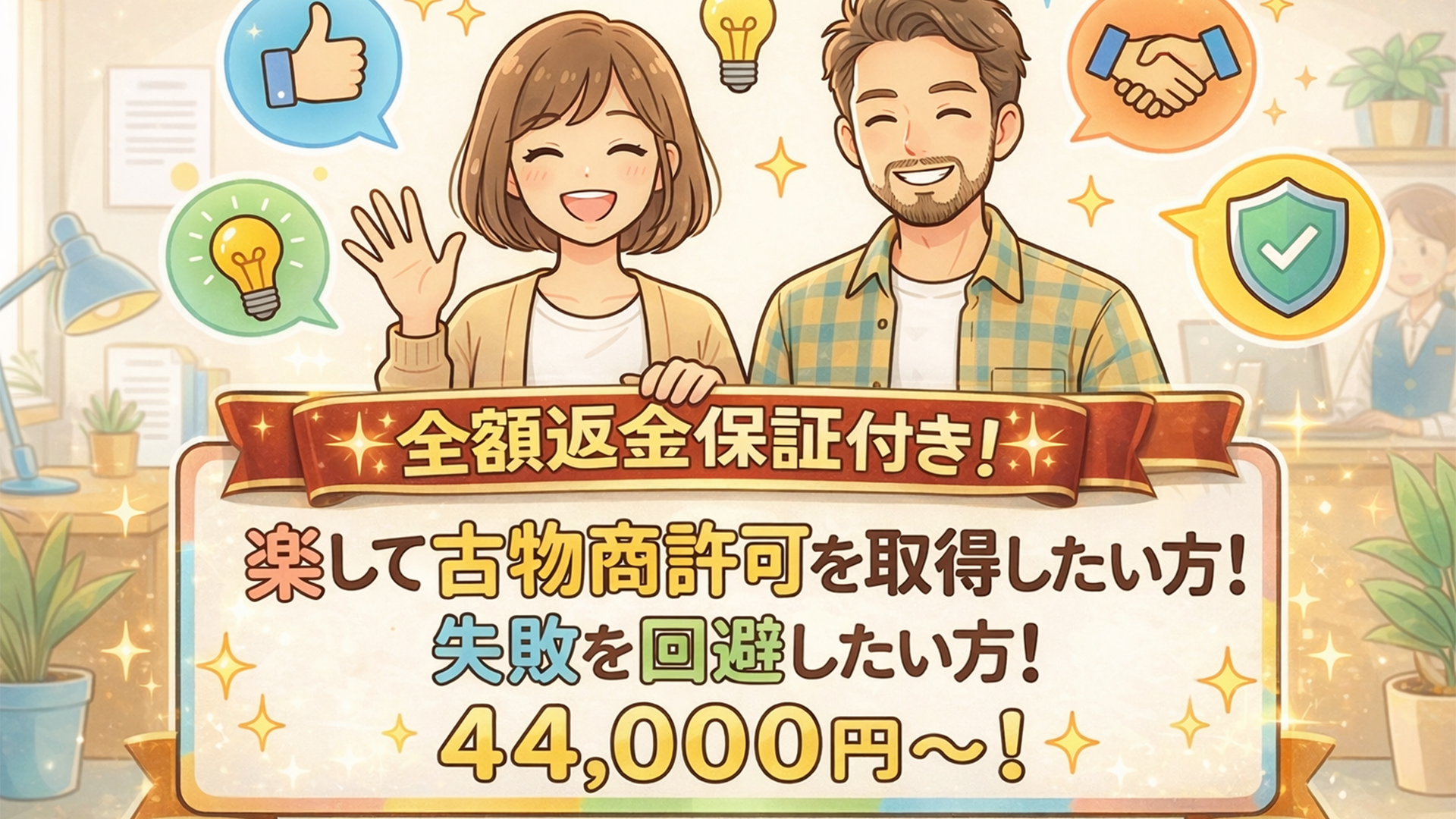 全額返金保証付！失敗回避プラン｜古物商許可申請作成～すべて対応