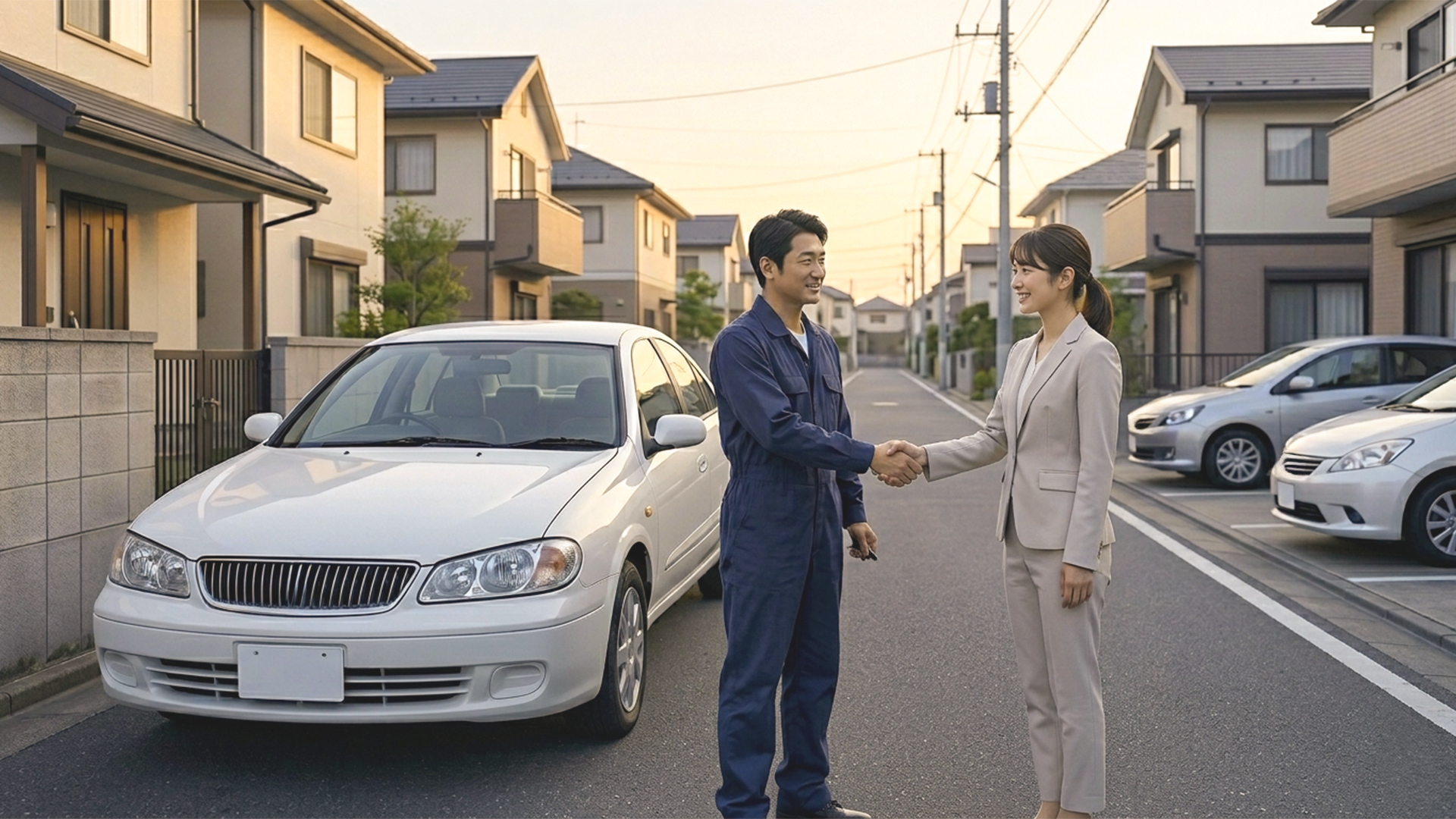 神奈川県横浜市の路上、整備士とお客様が会話している