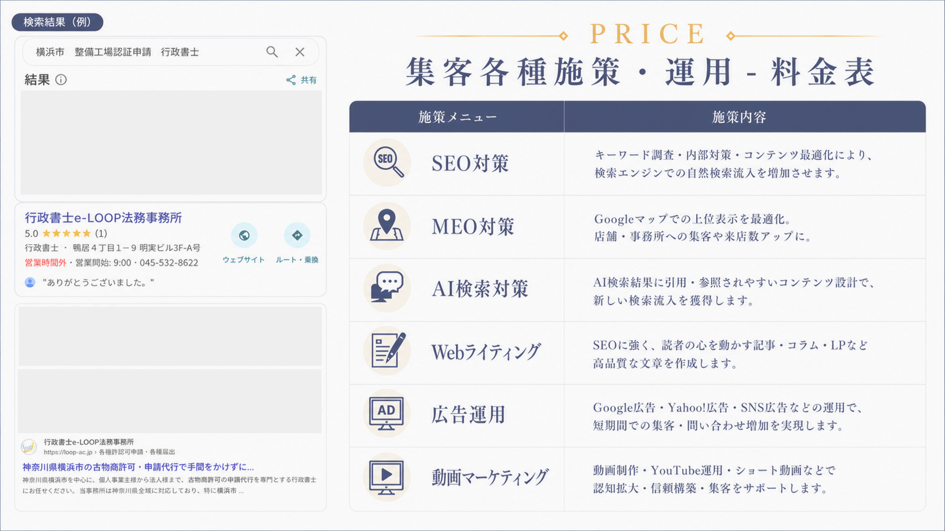 集客各種施策・運用-料金表