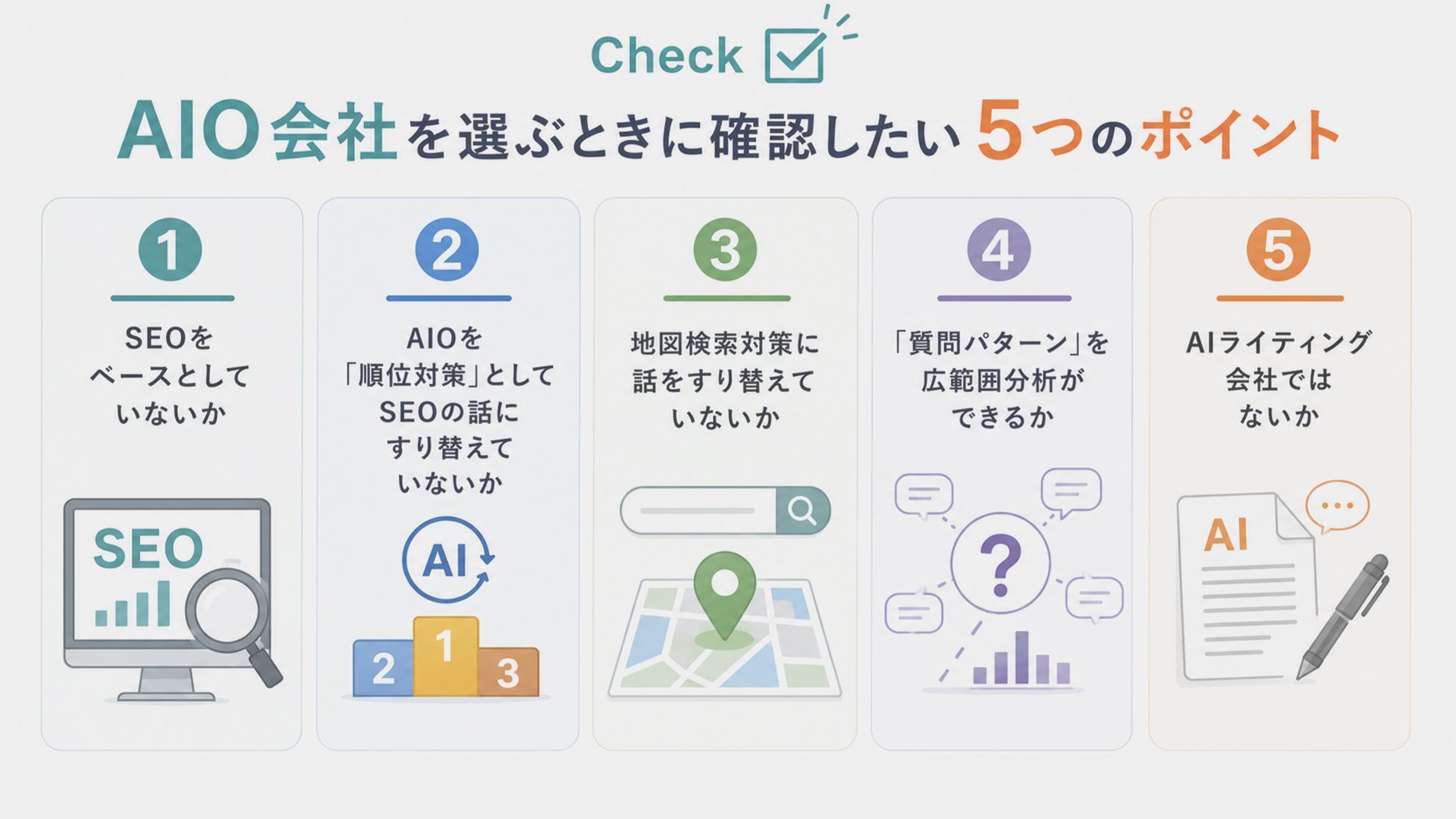 AIO会社を選ぶときに確認したい5つのポイント