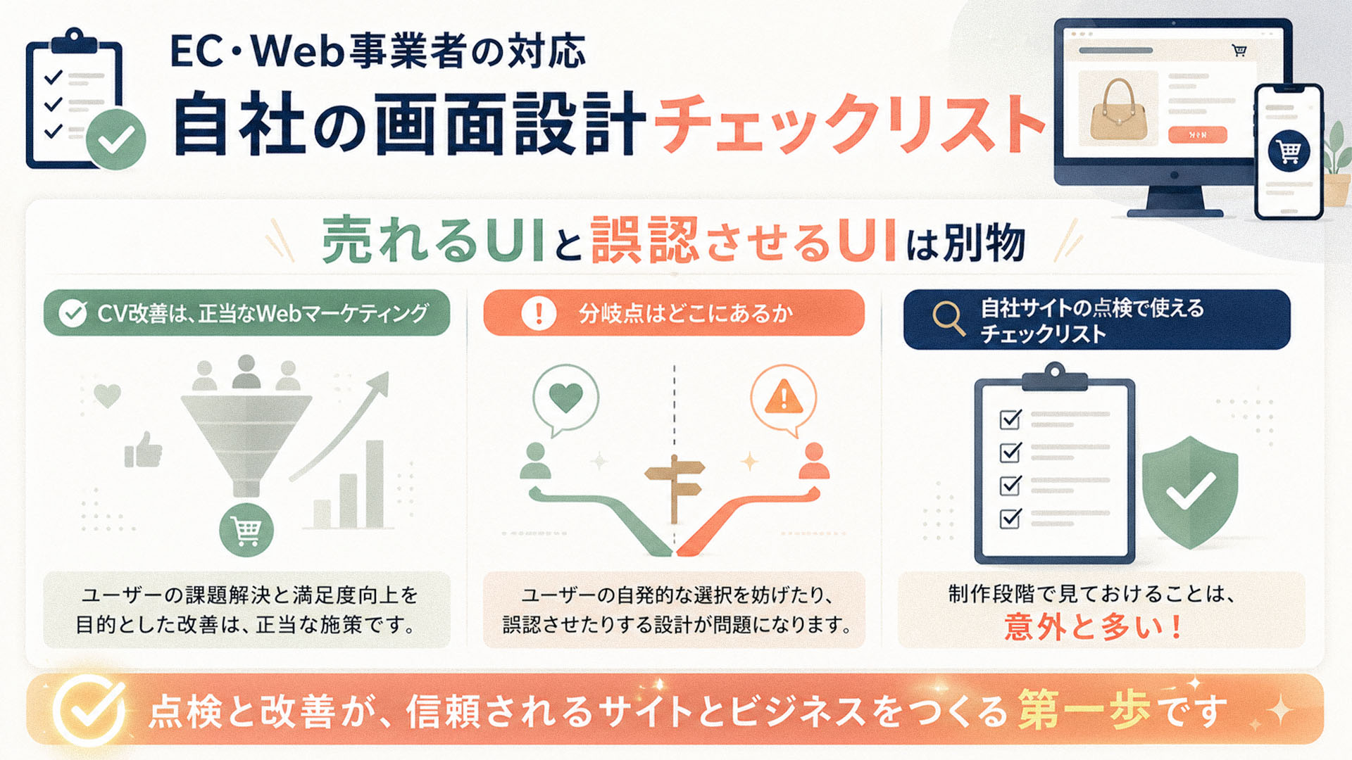 EC・Web事業者の対応-自社の画面設計チェックリスト｜売れるUIと誤認させるUIは別物