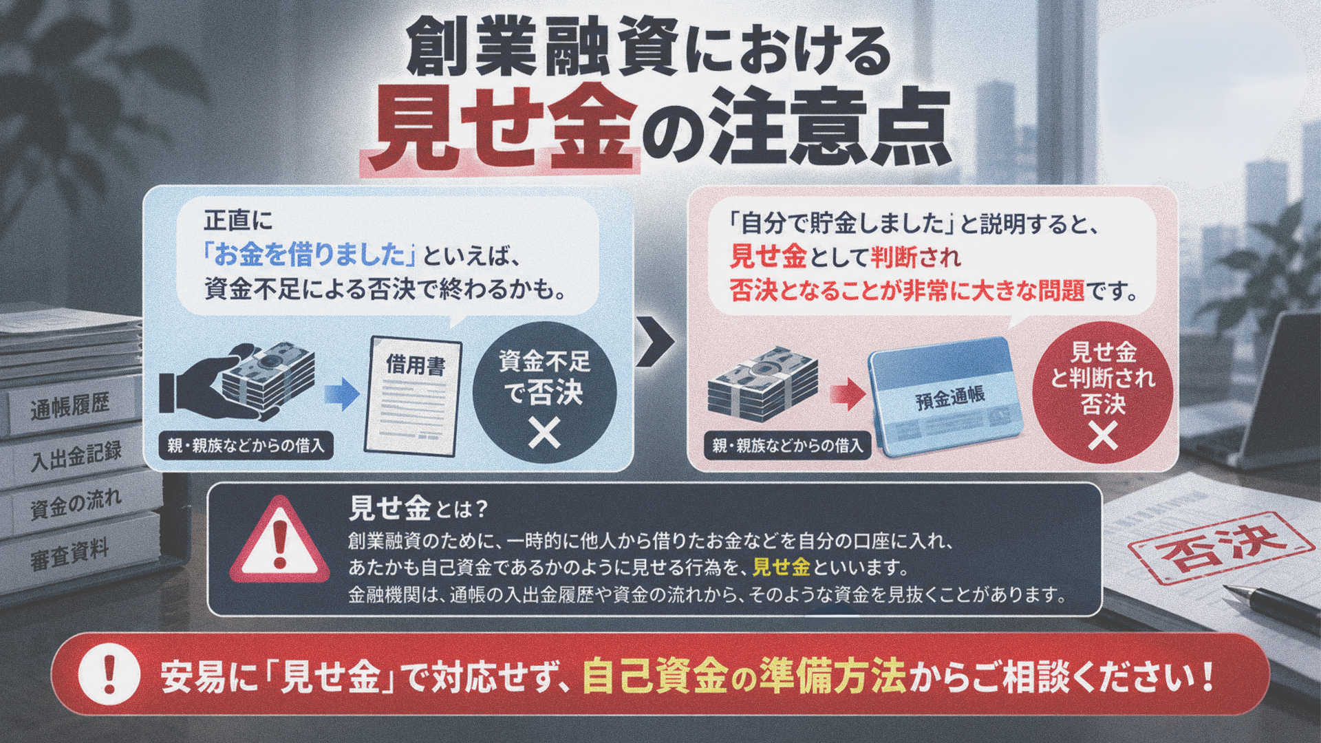創業融資における見せ金の注意点